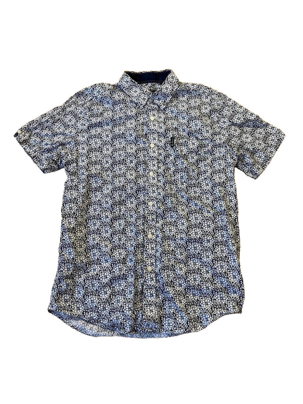 Ben Sherman Short Sleeve Button Down Shirt Blue & White M